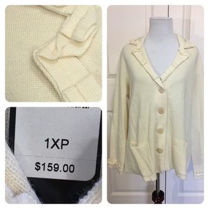 NWT! Talbots merino wool cream sweater cardigan/jacket